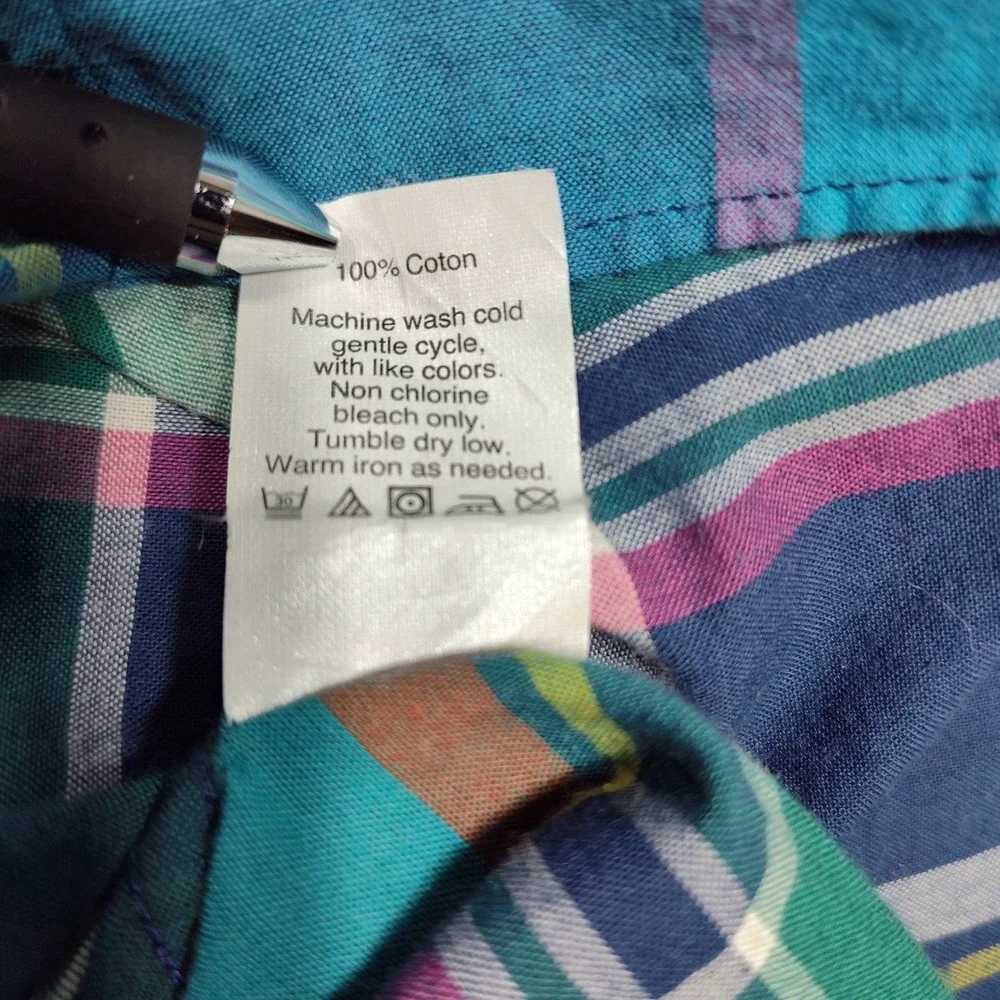J Crew Button Down Shirt Mens M Slim Fit Summer Plaid Blue Multi 44917 Excellent